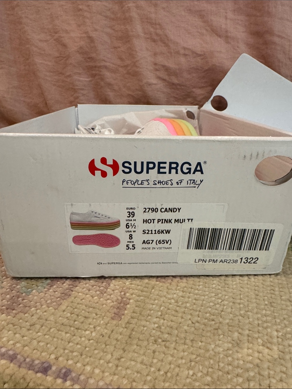 Superga White Canvas Sneakers with Pastel Rainbow Platform - Picture 2 of 5